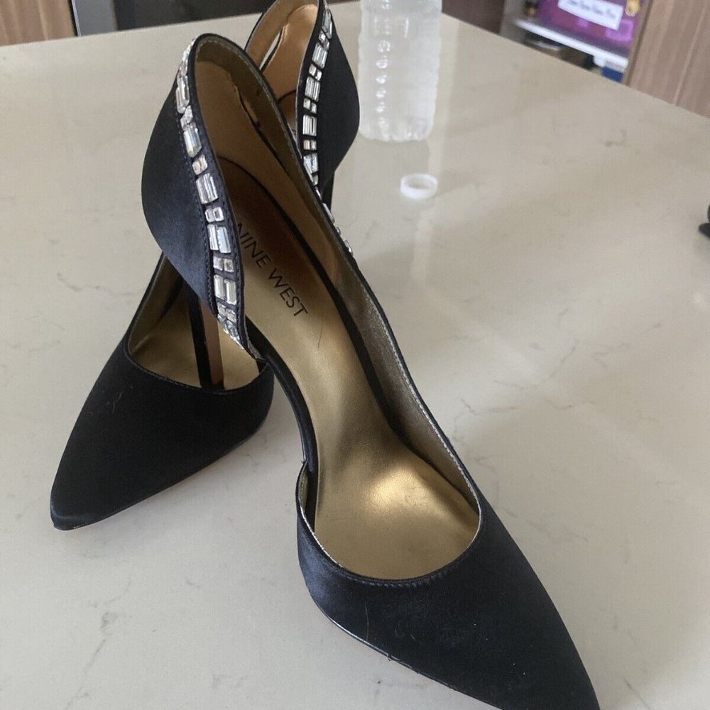Nine West Women's TAPDANCE Satin Dress Pump with Rhinestones